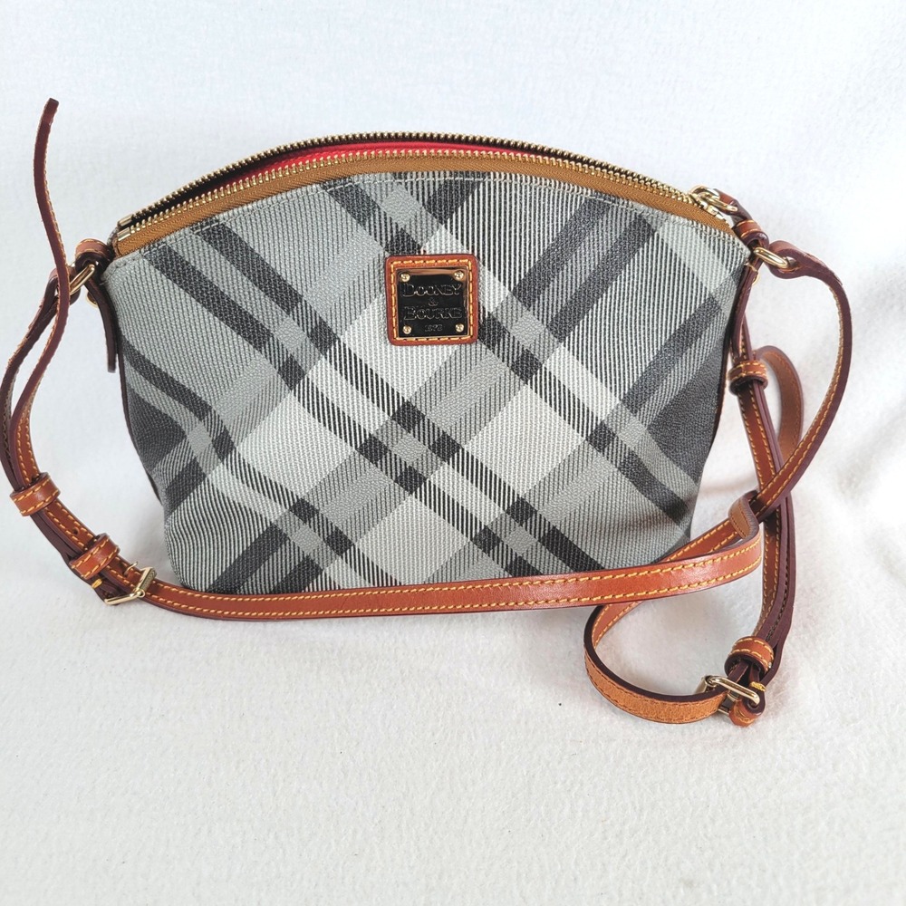 Dooney & Bourke Women Sutherland Suki Tartan Plaid Crossbody Coated Bag Black